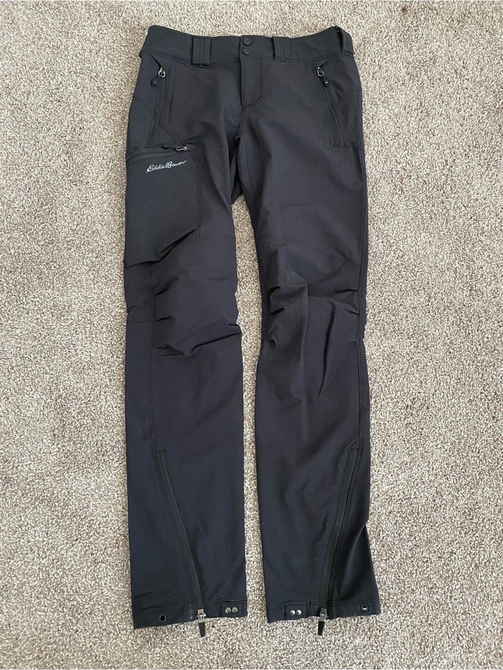 Eddie Bauer First Ascent Black Softshell Hiking Pants, Women’s XS